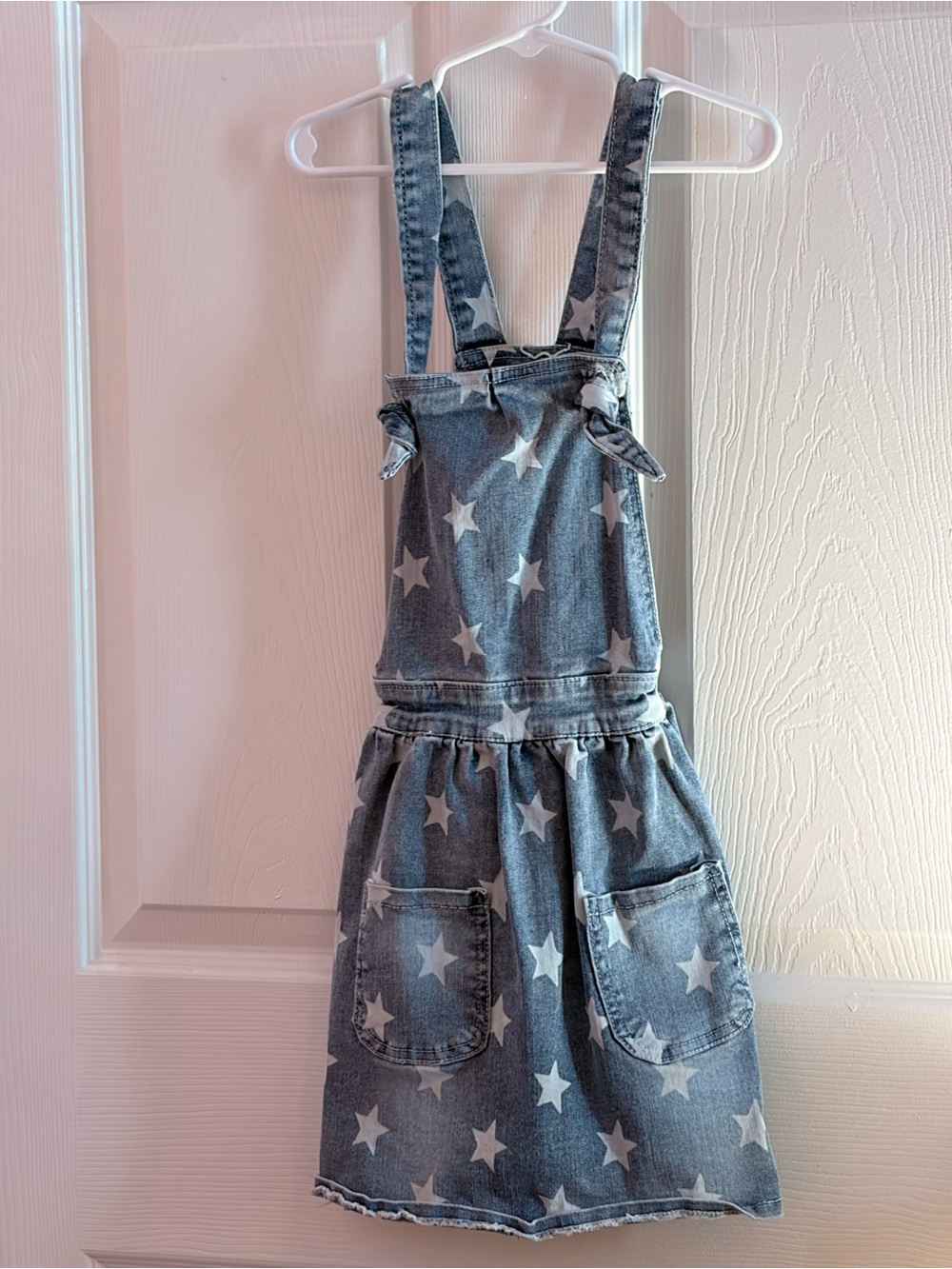 Girls Star Denim Pinafore Dress